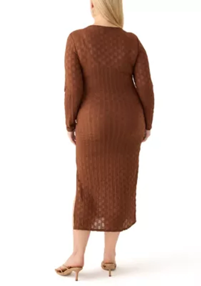 Plus Long Bodycon Lace Dress with Cami Lining