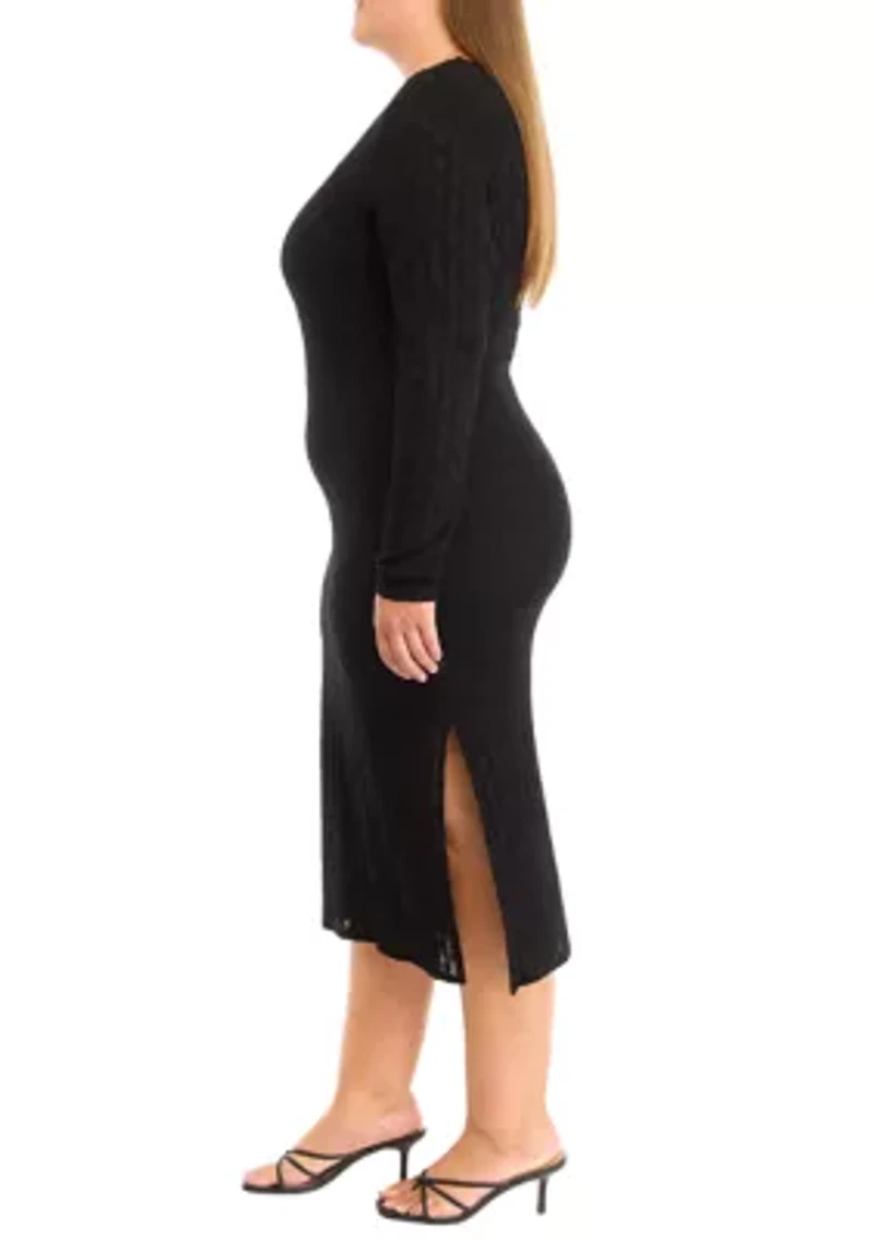 Plus Long Bodycon Lace Dress with Cami Lining