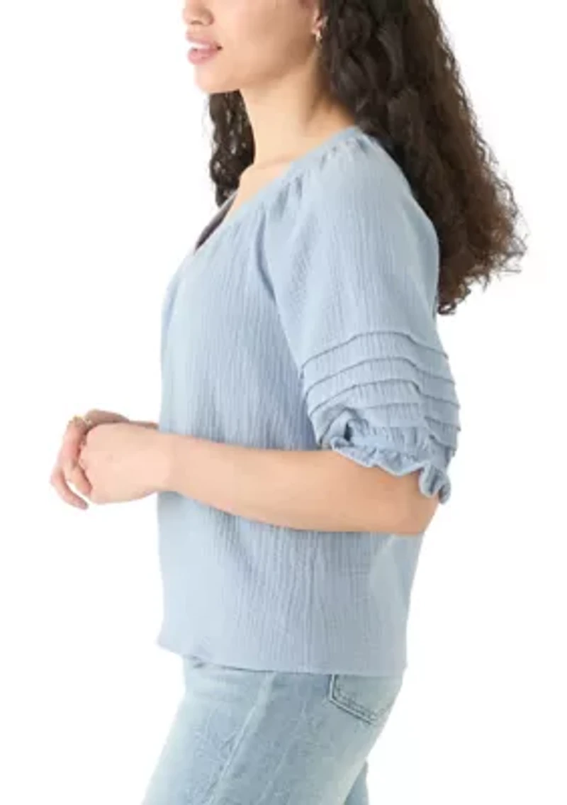 Women's V-Neck Raglan Peasant Top