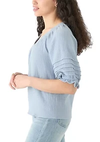 Women's V-Neck Raglan Peasant Top