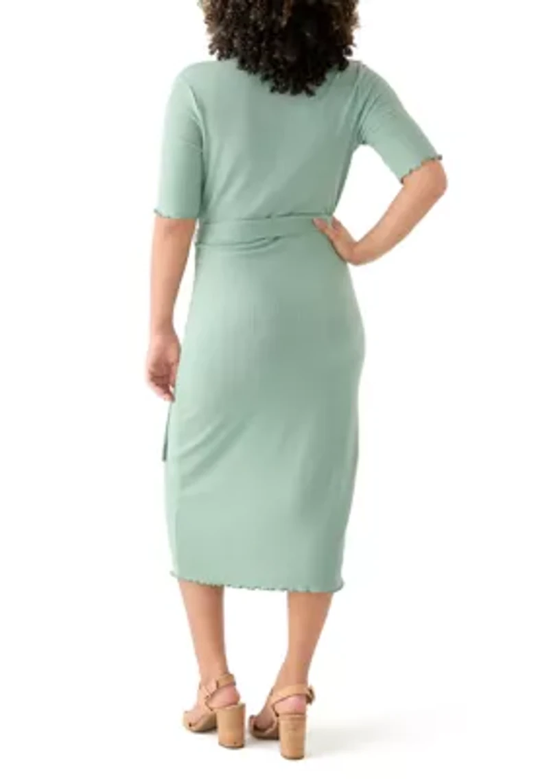 Women's Johnny Collar Belted Waist Dress