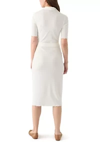Women's Johnny Collar Belted Waist Dress