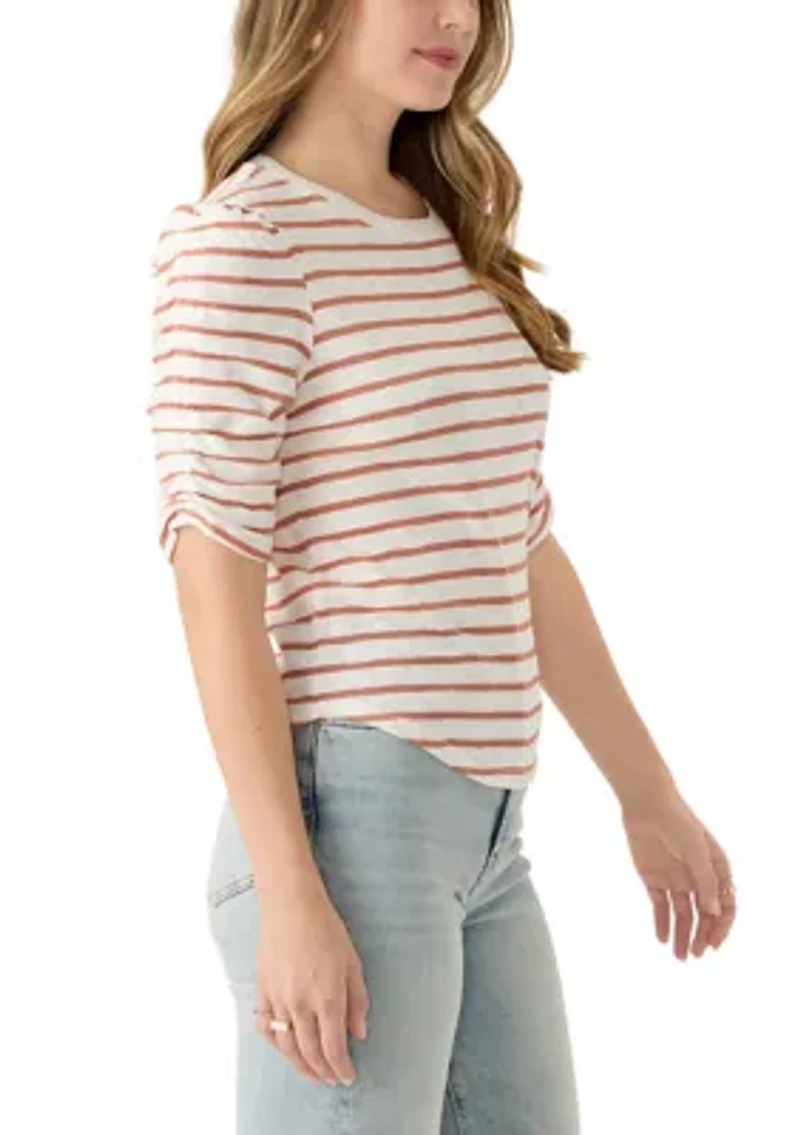 Women's Short Sleeve Striped Crew T-Shirt