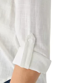 Women's Linen Collar Shirt with Tab
