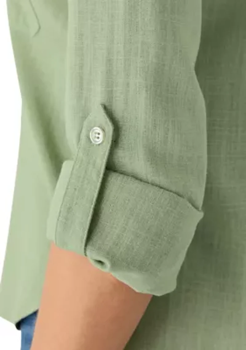 Women's Linen Collar Shirt with Tab