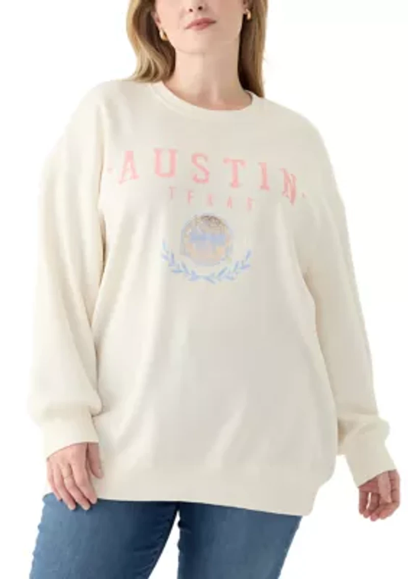 Plus Long Sleeve Austin Graphic Sweatshirt