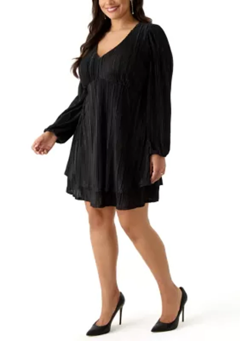 Plus Empire Waist Pleated Dress