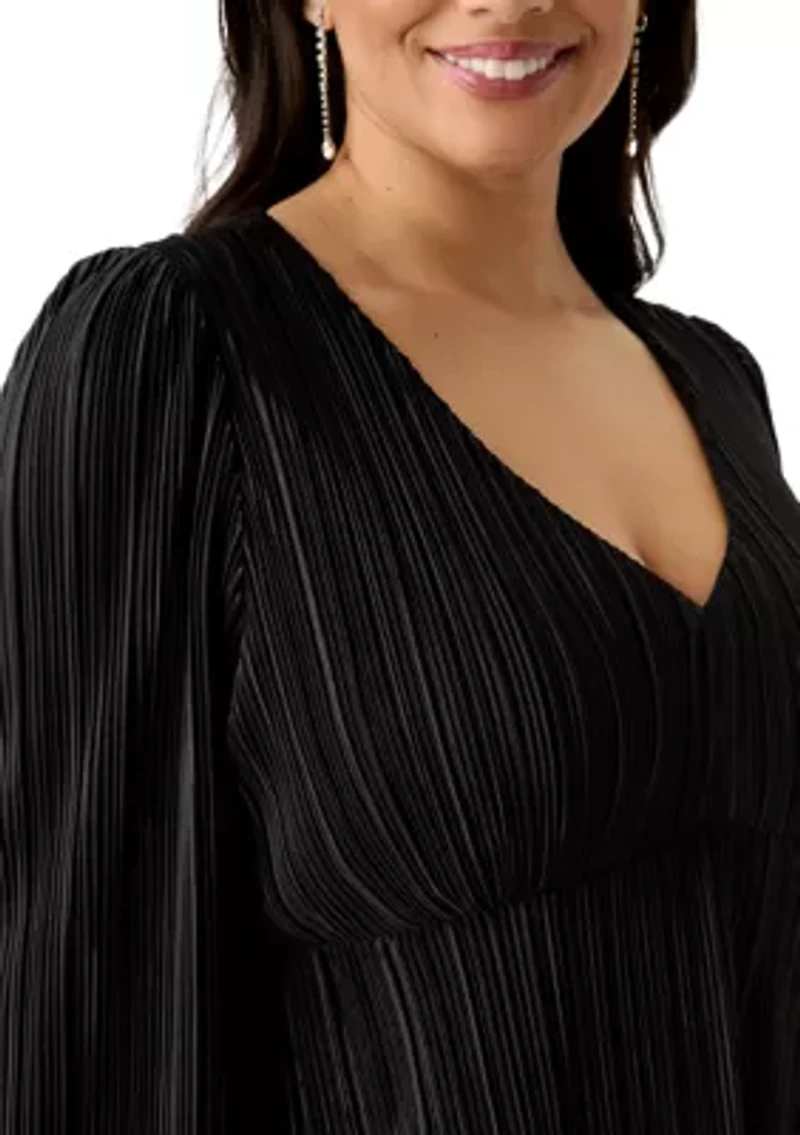 Plus Empire Waist Pleated Dress