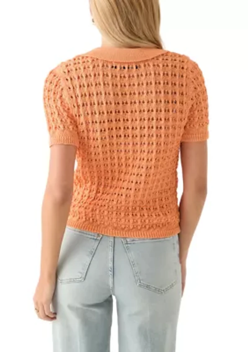 Women's Mesh Johnny Collar Top