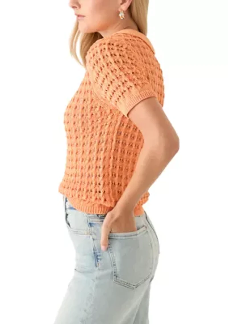 Women's Mesh Johnny Collar Top