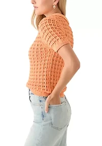 Women's Mesh Johnny Collar Top