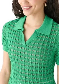 Women's Mesh Johnny Collar Top