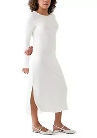 Women's Long Sleeve Crew Neck Dress with Slit