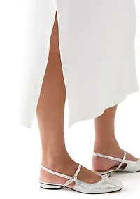 Women's Long Sleeve Crew Neck Dress with Slit