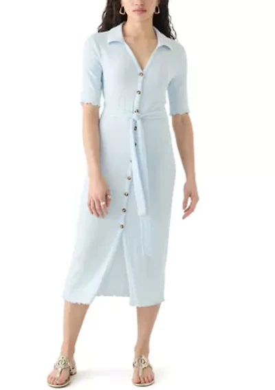 Women's Johnny Collar Belted Waist Dress