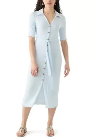 Women's Johnny Collar Belted Waist Dress