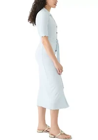 Women's Johnny Collar Belted Waist Dress