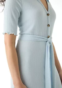 Women's Johnny Collar Belted Waist Dress