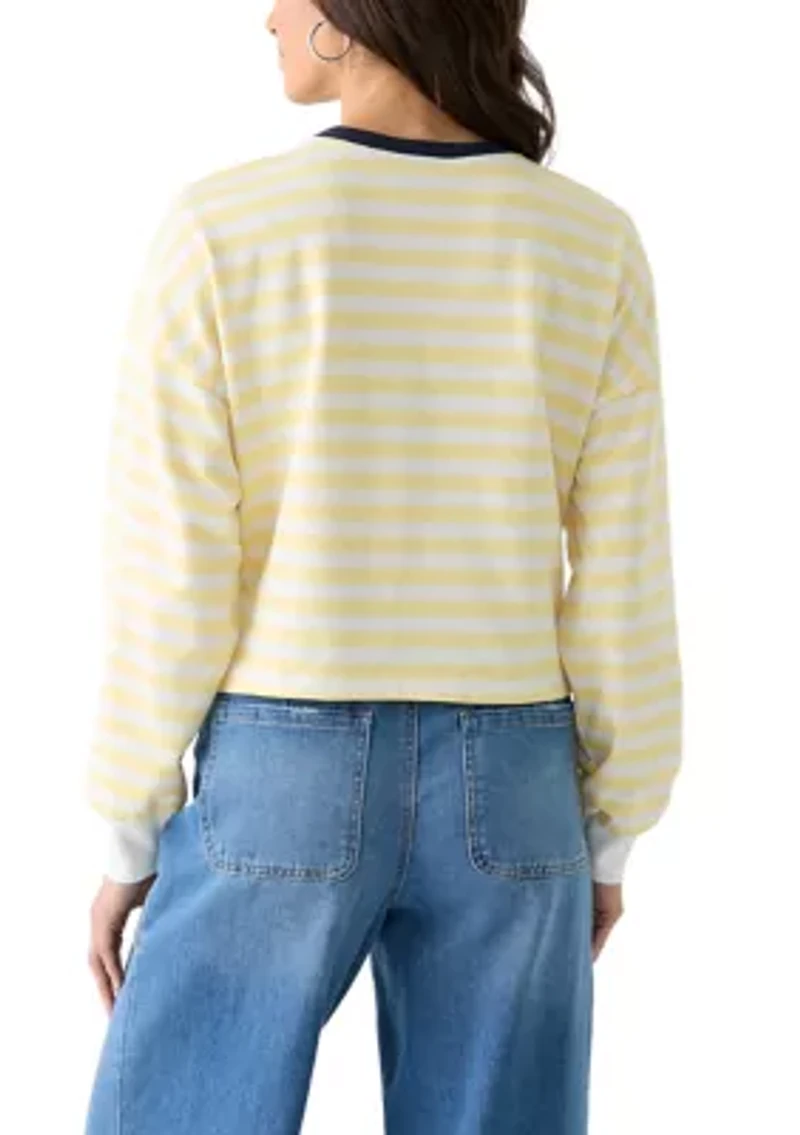 Women's Stripe Drop Shoulder Sleeve Crew Neck Sweatshirt