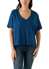 Women's Hi Low Boxy V-Neck T-Shirt
