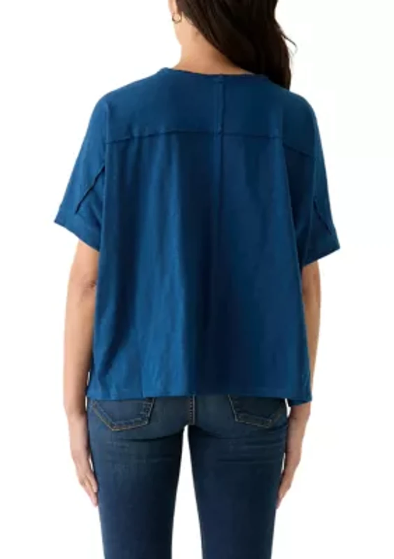 Women's Hi Low Boxy V-Neck T-Shirt