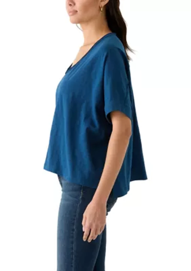 Women's Hi Low Boxy V-Neck T-Shirt