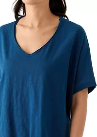 Women's Hi Low Boxy V-Neck T-Shirt