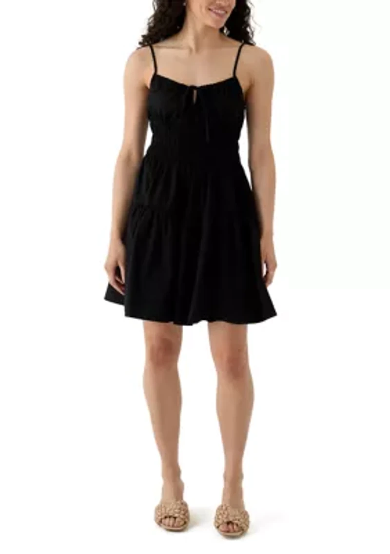 Women's Smocked Keyhole Neck Mini Dress
