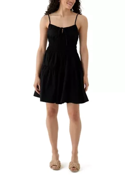 Women's Smocked Keyhole Neck Mini Dress