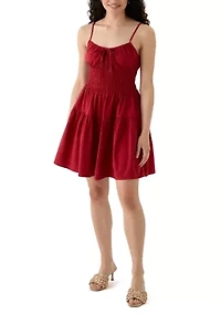 Women's Smocked Keyhole Neck Mini Dress