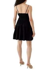 Women's Smocked Keyhole Neck Mini Dress