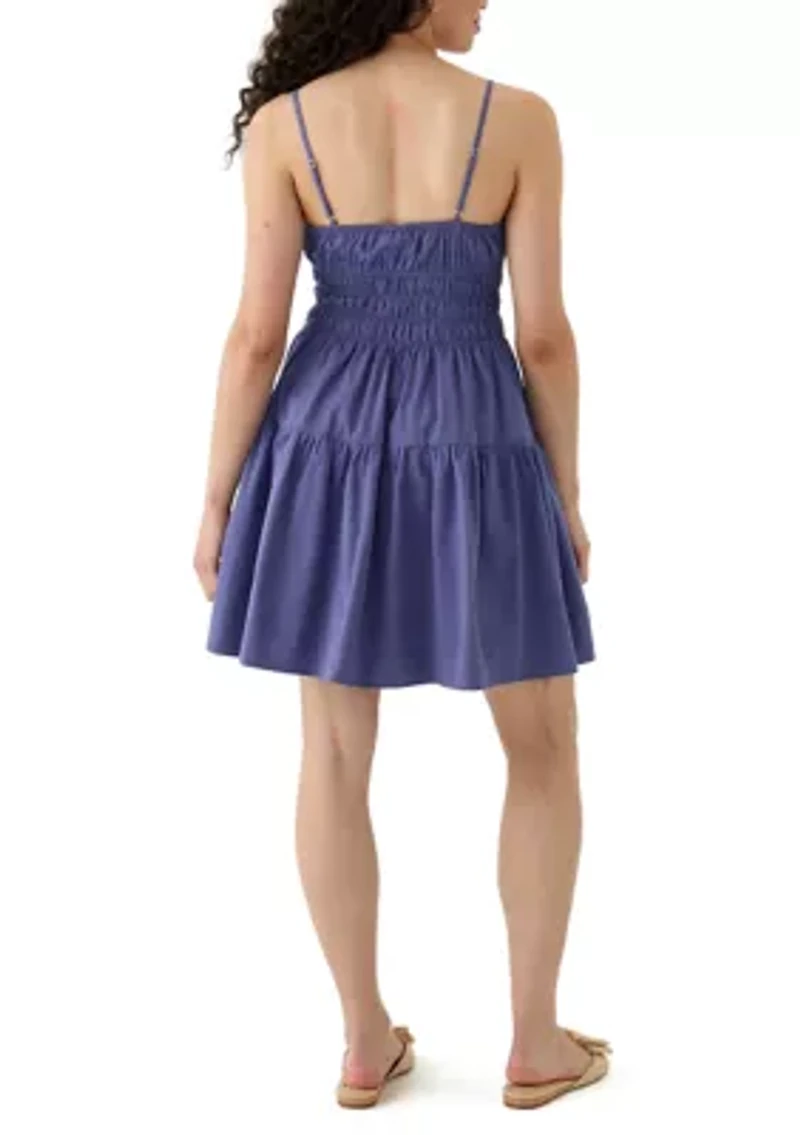 Women's Smocked Keyhole Neck Mini Dress