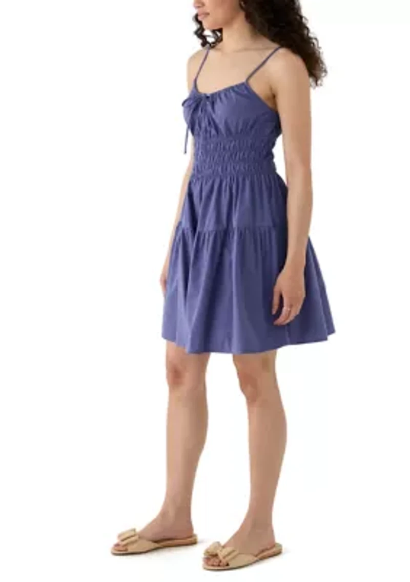 Women's Smocked Keyhole Neck Mini Dress