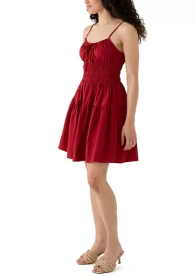 Women's Smocked Keyhole Neck Mini Dress