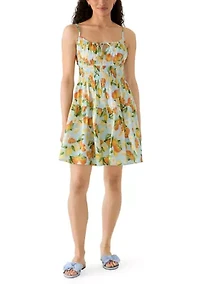 Women's Woven Smocked Waist Key Hole Dress