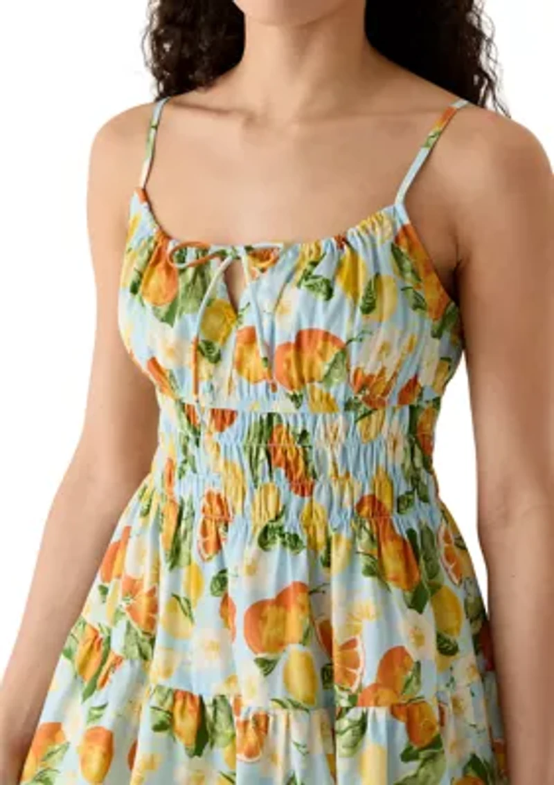 Women's Woven Smocked Waist Key Hole Dress