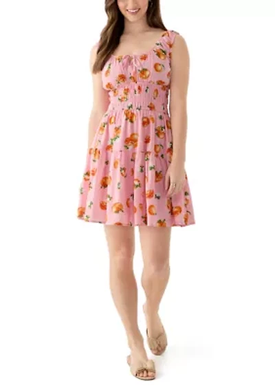 Women's Printed Mini Keyhole Dress