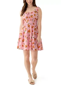 Women's Printed Mini Keyhole Dress