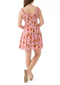Women's Printed Mini Keyhole Dress