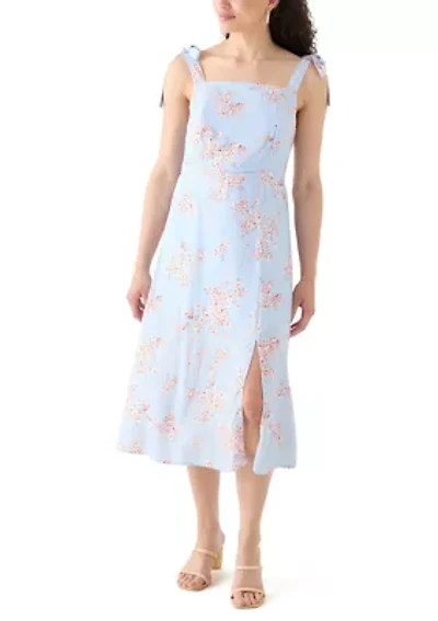 Women's Tie Strap Printed Midi Dress