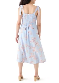 Women's Tie Strap Printed Midi Dress