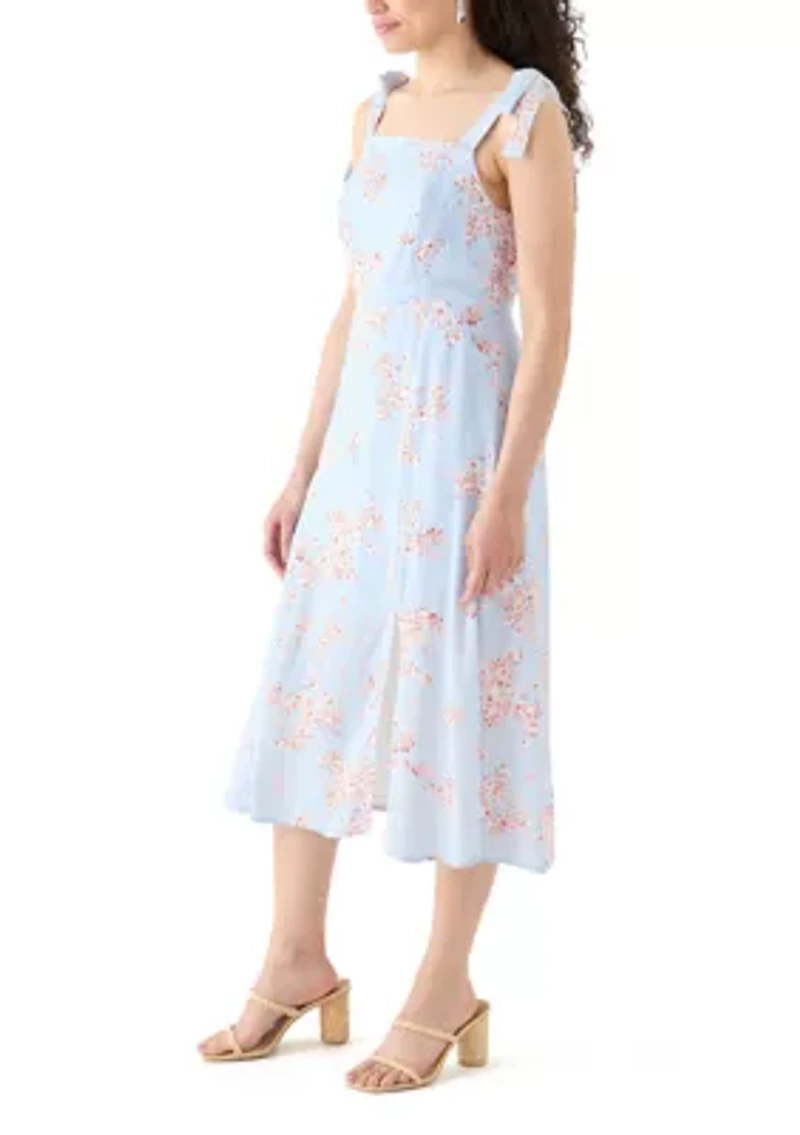 Women's Tie Strap Printed Midi Dress