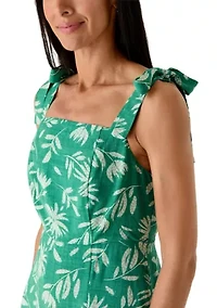 Women's Midi Dress with Square Neck Ties