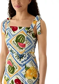 Women's Square Neck Print Midi Dress