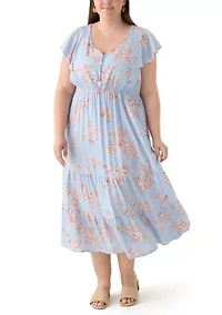 Plus Floral Printed Midi Dress
