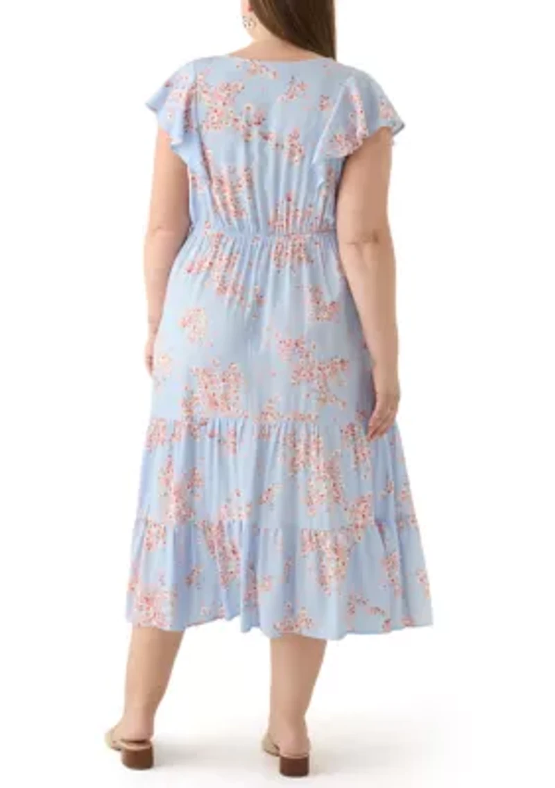 Plus Floral Printed Midi Dress