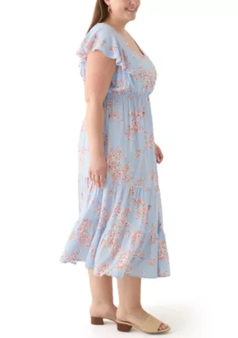 Plus Floral Printed Midi Dress