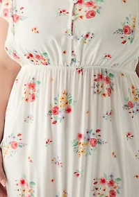 Plus Flutter Sleeve Printed Midi Dress