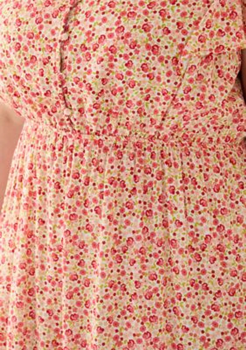 Plus Printed Flutter Sleeve Midi Dress