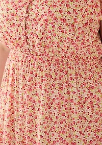 Plus Printed Flutter Sleeve Midi Dress
